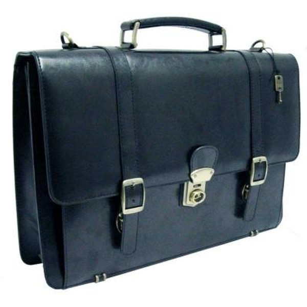 Masters Split Hide Leather Flapover Briefcase Leather Black briefcase