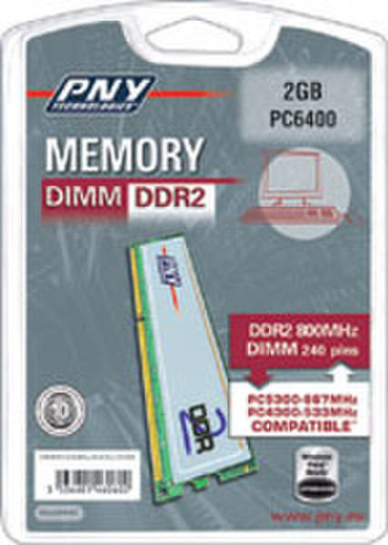 PNY Dimm DDR2 800MHz (PC6400) 2GB 2GB DDR2 800MHz memory module