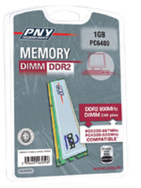 PNY Dimm DDR2 800MHz (PC6400) 1GB 1GB DDR2 800MHz memory module