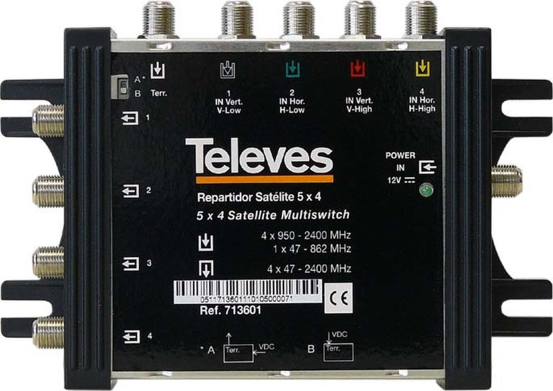 Televes MS5400EN Cable splitter/combiner Black cable splitter/combiner