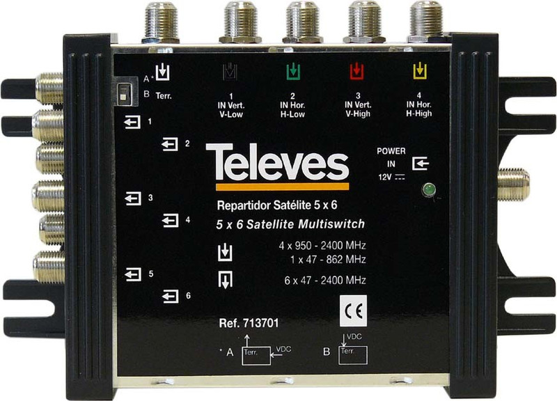 Televes MS5600EN Kabel-Splitter-/Verbinder Schwarz Kabelspalter oder -kombinator