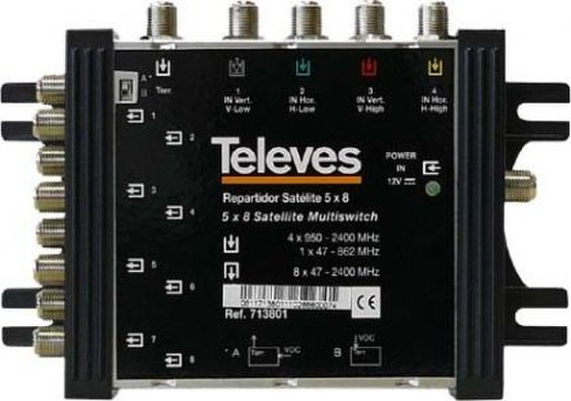 Televes MS5800EN Cable splitter/combiner Черный кабельный разветвитель и сумматор