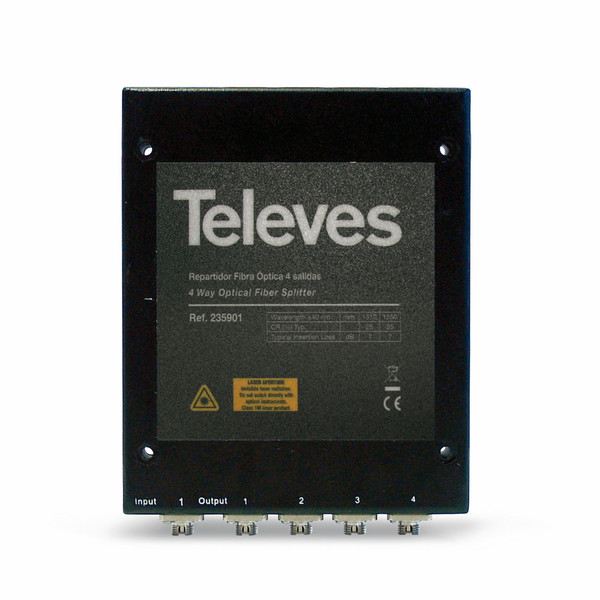 Televes OVT4N Cable splitter Black cable splitter/combiner