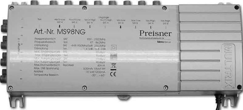 Televes MS98NG Kabel-Splitter-/Verbinder Grau Kabelspalter oder -kombinator