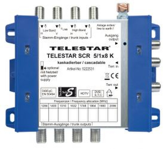 Telestar SCR 5/1x8 Cable splitter/combiner Silver,White