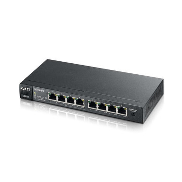 ZyXEL GS1100-8HP ungemanaged Gigabit Ethernet (10/100/1000) Energie Über Ethernet (PoE) Unterstützung Schwarz