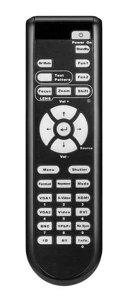 Optoma BR-7001N IR Wireless Push buttons Black remote control