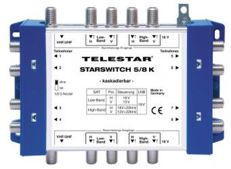 Telestar STARSWITCH 5/8 K Cable splitter/combiner Синий, Белый