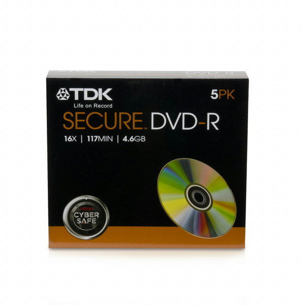 TDK Secure DVD-R 4.6ГБ DVD-R 5шт