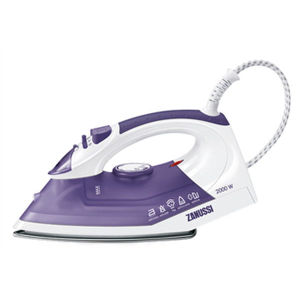 Zanussi ZDB1600 Steam iron Stainless Steel soleplate 2000Вт Пурпурный, Белый утюг