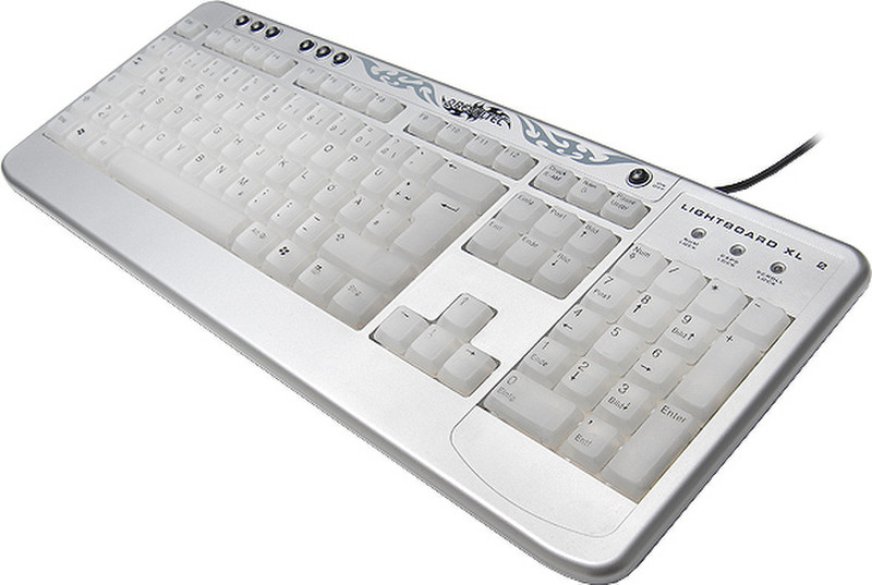 Revoltec LightBoard XL 2 Silver US USB+PS/2 Cеребряный клавиатура