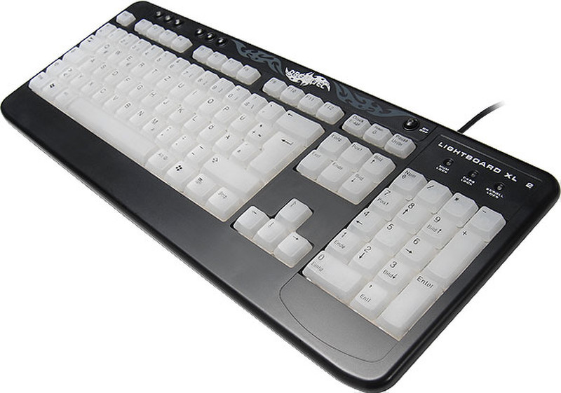 Revoltec LightBoard XL 2 Black US USB+PS/2 Schwarz Tastatur