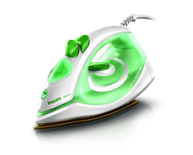 Philips 1900 series GC1980/02 Steam iron Ceramic soleplate 1700W Green,White iron