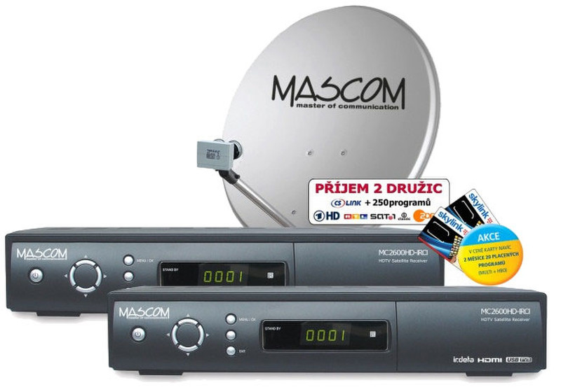 Mascom S-2600/80MBL-T+IH Satellit Full-HD Schwarz TV Set-Top-Box