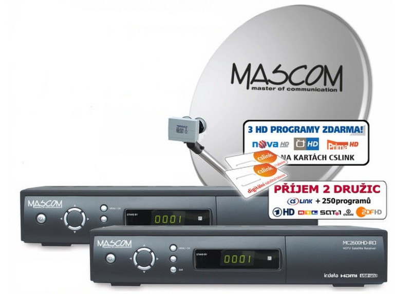 Mascom S-2600/80MBL-T+G Спутник Full HD Черный приставка для телевизора