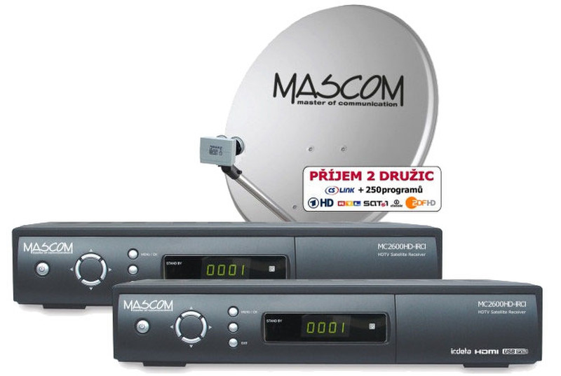 Mascom S-2600/80MBL-T Satellit Full-HD Schwarz TV Set-Top-Box