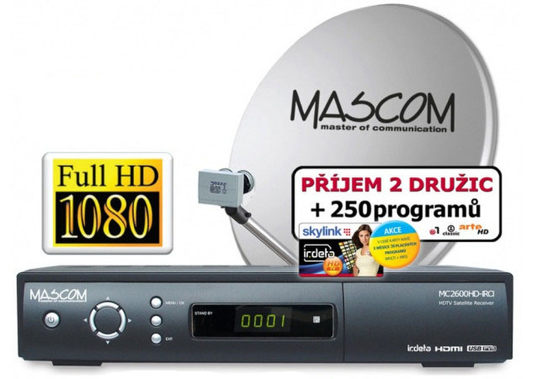 Mascom S-2600/80MBL+IH Спутник Full HD Черный приставка для телевизора