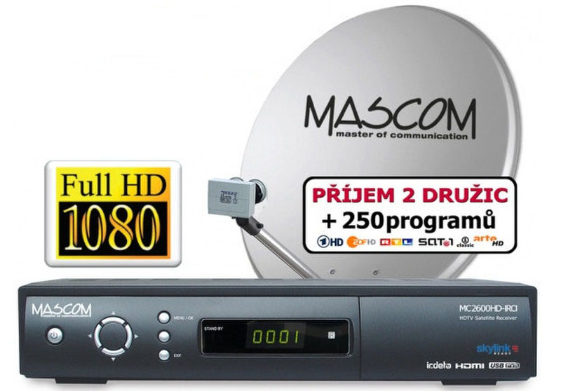 Mascom S-2600/80MBL Satellit Full-HD Schwarz TV Set-Top-Box