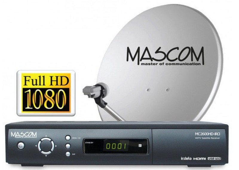 Mascom S-2600/60 Спутник Full HD Черный приставка для телевизора