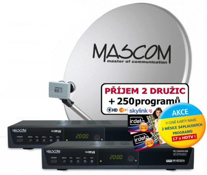 Mascom S-2200/80MBL-T+IH Спутник Full HD Черный приставка для телевизора