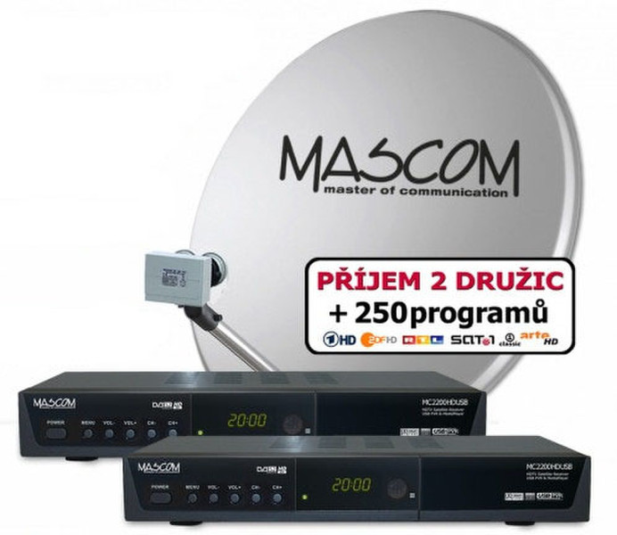 Mascom S-2200/80MBL-T Satellit Full-HD Schwarz TV Set-Top-Box