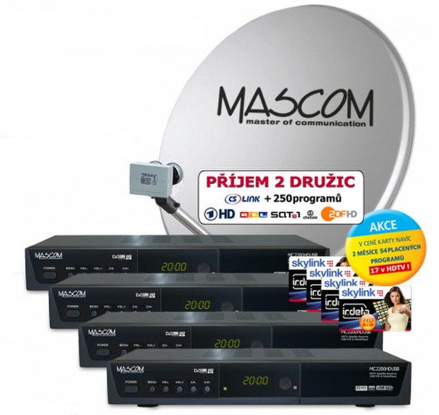 Mascom S-2200/80MBL-Q+IH Спутник Full HD Черный приставка для телевизора