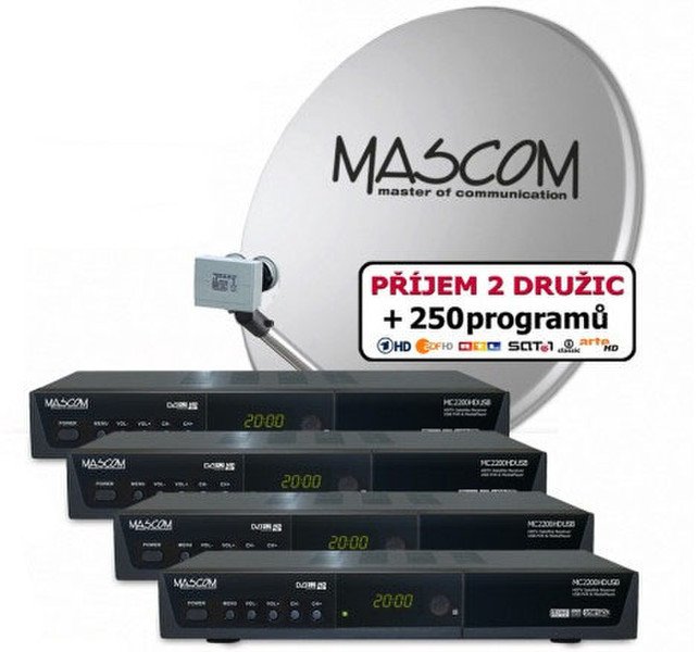 Mascom S-2200/80MBL-Q Спутник Full HD Черный приставка для телевизора
