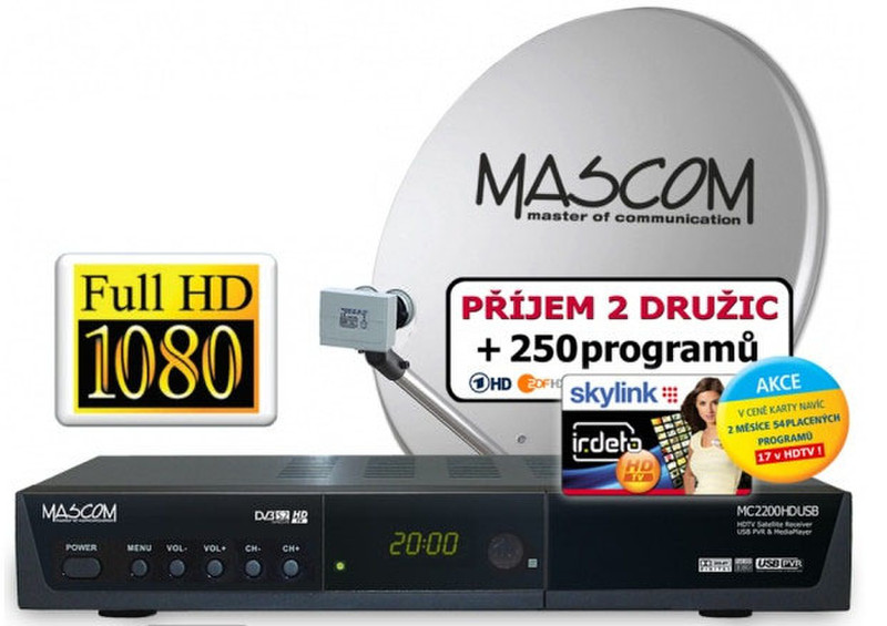 Mascom S-2200/80MBL+IH Спутник Full HD Черный приставка для телевизора