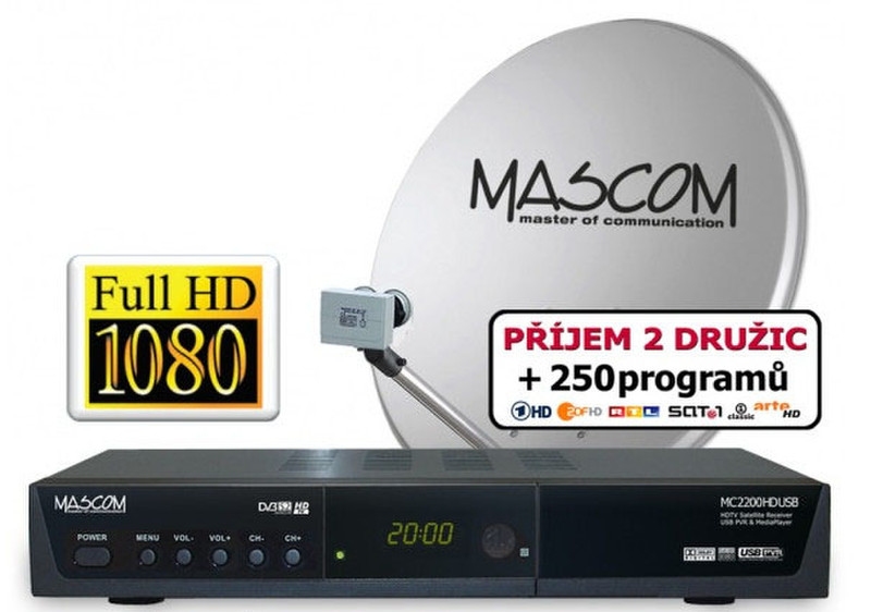 Mascom S-2200/60MBL Спутник Full HD Черный приставка для телевизора