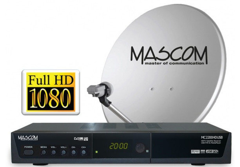 Mascom S-2200/60 Спутник Full HD Черный приставка для телевизора