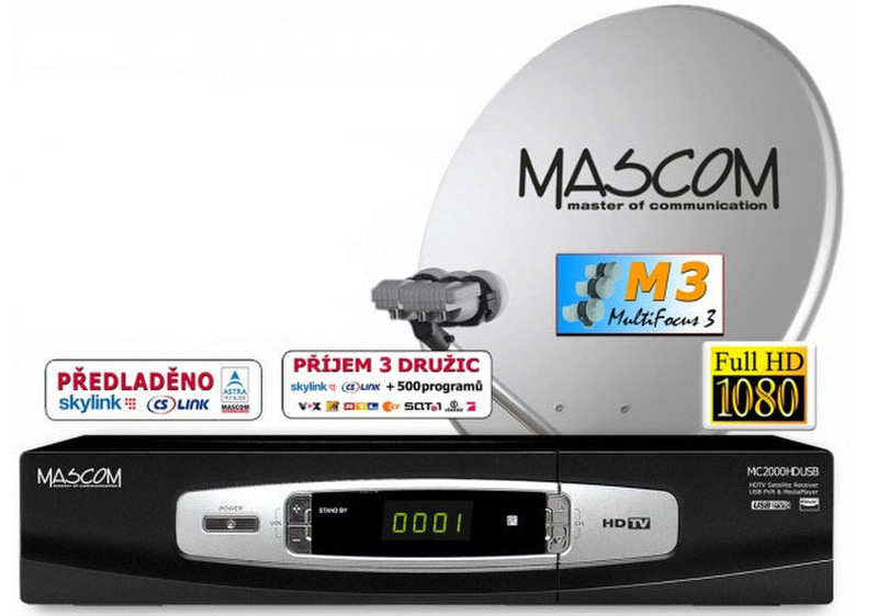 Mascom S-2000UCR/80M3 Спутник Full HD Черный приставка для телевизора