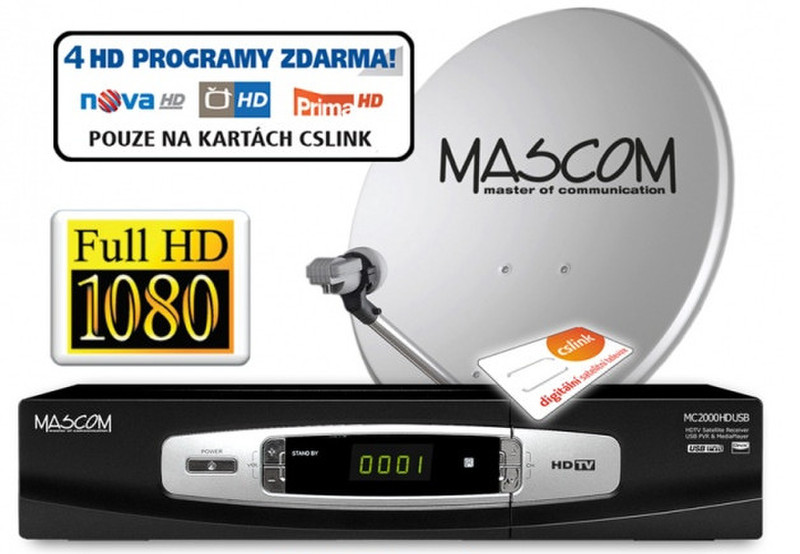 Mascom S-2000UCR/60+G Спутник Full HD Черный приставка для телевизора