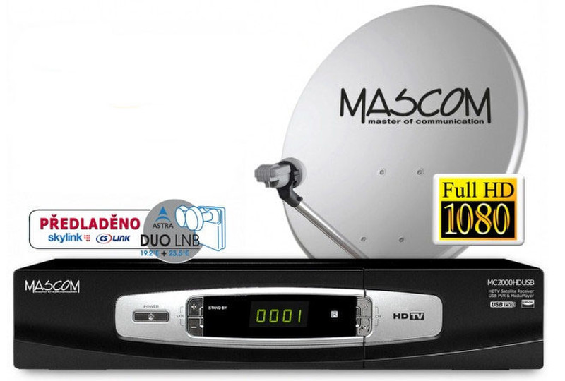 Mascom S-2000UCR/60 Satellite Full HD Black TV set-top box