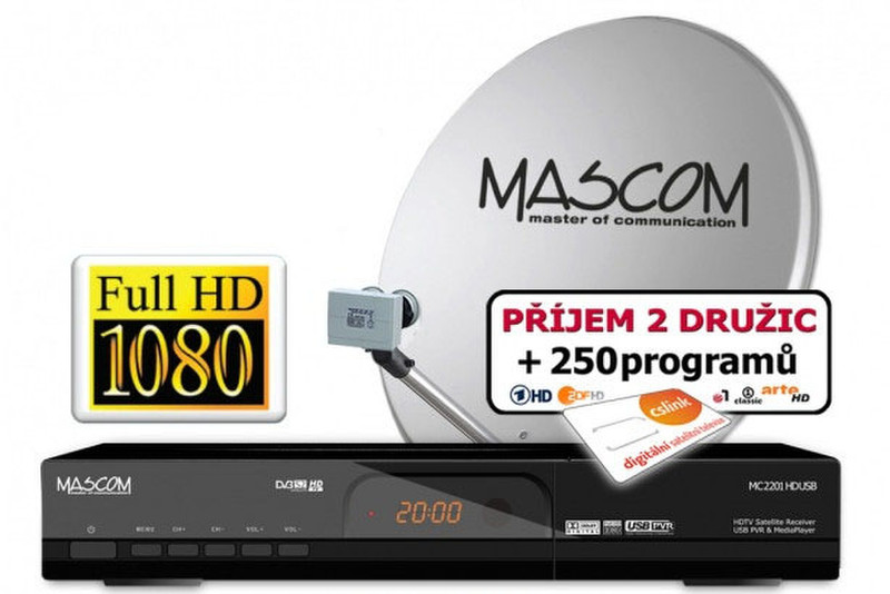 Mascom S-2201/60MBL+G Satellite Full HD Black TV set-top box
