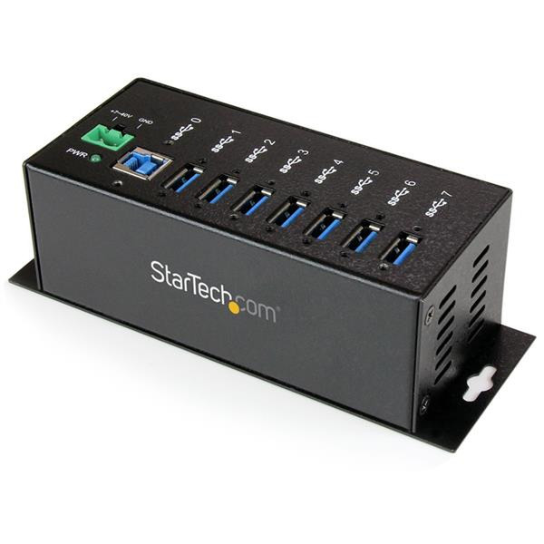 StarTech.com USB 3.0 SuperSpeed Industrial 7 Port Hub - Schwarz - Montierbar