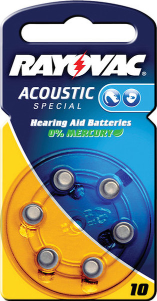 Rayovac Hearing aid 10, 6-pack Zinc-Air 1.4V