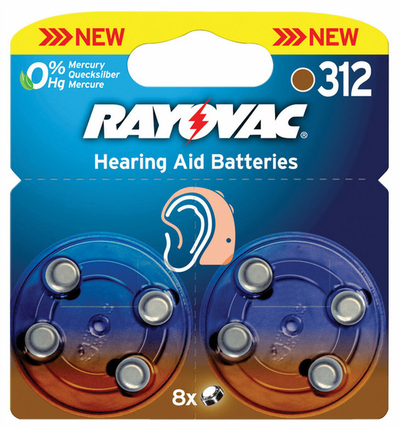 Rayovac Hearing aid 312, 8-pack