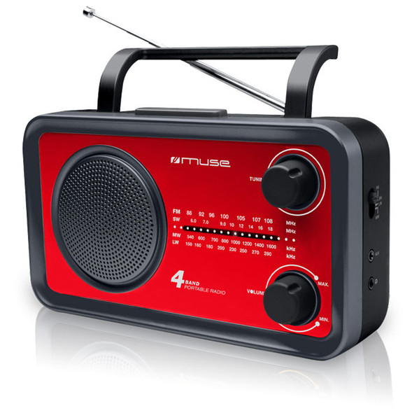 Muse M-05 RED Портативный Аналоговый Черный, Красный радиоприемник