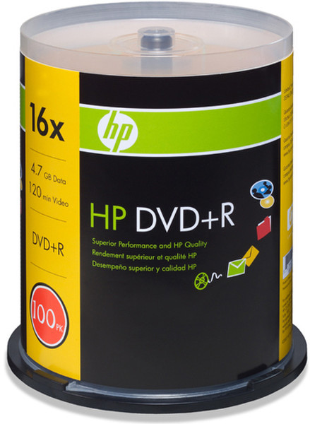 HP DVD+R 4.7GB 16x 4.7GB DVD+R 100pc(s)