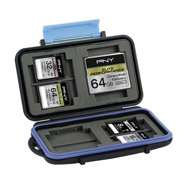 PNY CASECF4SD8-RB Поликарбонат, Прорезиненный Черный, Синий сумка для карт памяти