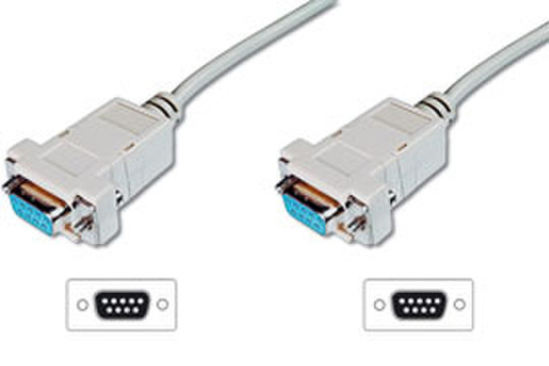 Digitus Null-Modem Anschlusskabel, D-Sub9 3m Weiß SATA-Kabel