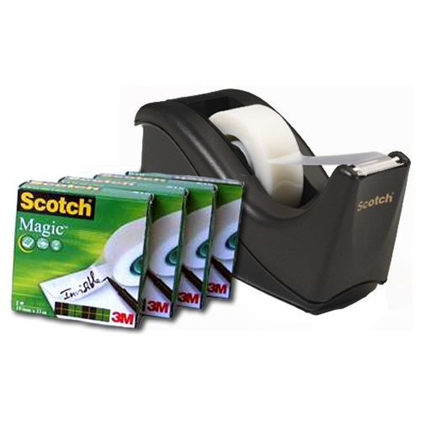 3M C60-BK4 tape dispenser & 4xMagic tape rolls 33м канцелярская/офисная лента