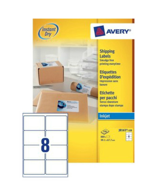 Avery J8165-100 Белый Самоклеющаяся этикетка адресная / почтовая наклейка