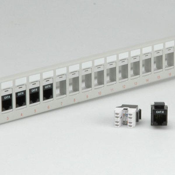 Rotronic Keystone 19'' Module frame Cat.5/Cat.6, 24 Ports, blank, unshielded light grey