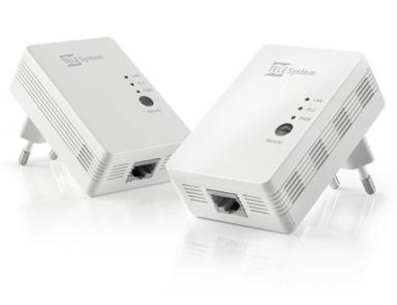 TELE System P-link 0.2 500Мбит/с Подключение Ethernet Белый 2шт PowerLine network adapter