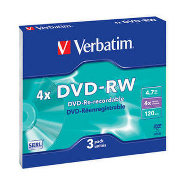 Verbatim DVD-RW Matt Silver, 3pk 4.7ГБ DVD-RW 3шт