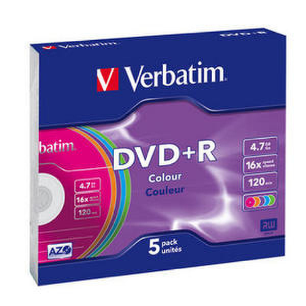 Verbatim DVD+R Colour 4.7GB SlimCase 4.7ГБ DVD+R 4шт