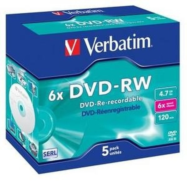 Verbatim DVD-RW Matt Silver 6x, 5pk 4.7GB DVD-RW 5Stück(e)