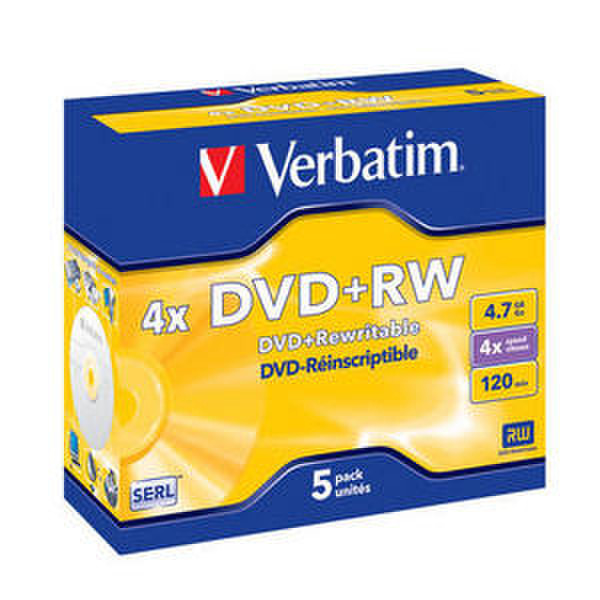 Verbatim DVD+RW 4.7GB 4x Matt Silver JewelCase 5pk 4.7GB DVD+RW 5Stück(e)