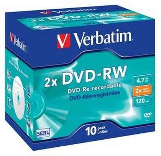 Verbatim DVD-RW 4.7GB 2.4x AdvSERL JewelCase 10pk 4.7GB DVD-RW 10Stück(e)